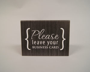 Leave Business Card / Please Register – Woodgrain & White