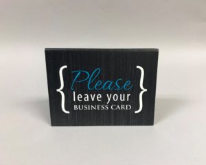 Leave Business Card / Please Register  – Woodgrain & Blue