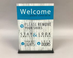 Welcome Sign –  White Barnboard & blue