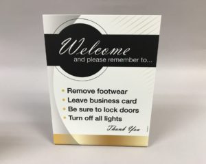 Welcome Sign – 4 Reminders – Black/White/Yellow
