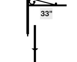 2-Pce Metal Sign Post – 33in – Scroll Top – Black