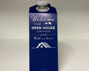 Water Bottle Tag for Open House – Blue