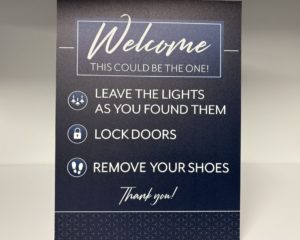 Welcome Sign – 3 Reminders – Navy Blue